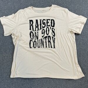 Raised On 90's Country Graphic T Shirt Beige Country Music Tee Size 2XL Y2K